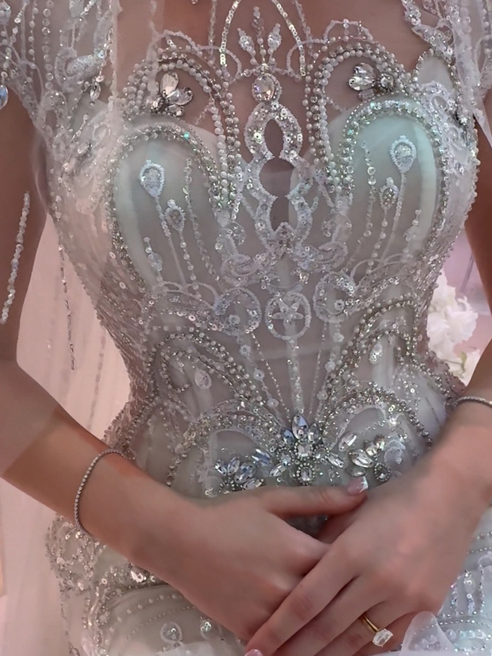 Embellished Ivory/White Maxi Dress with Beaded Detail